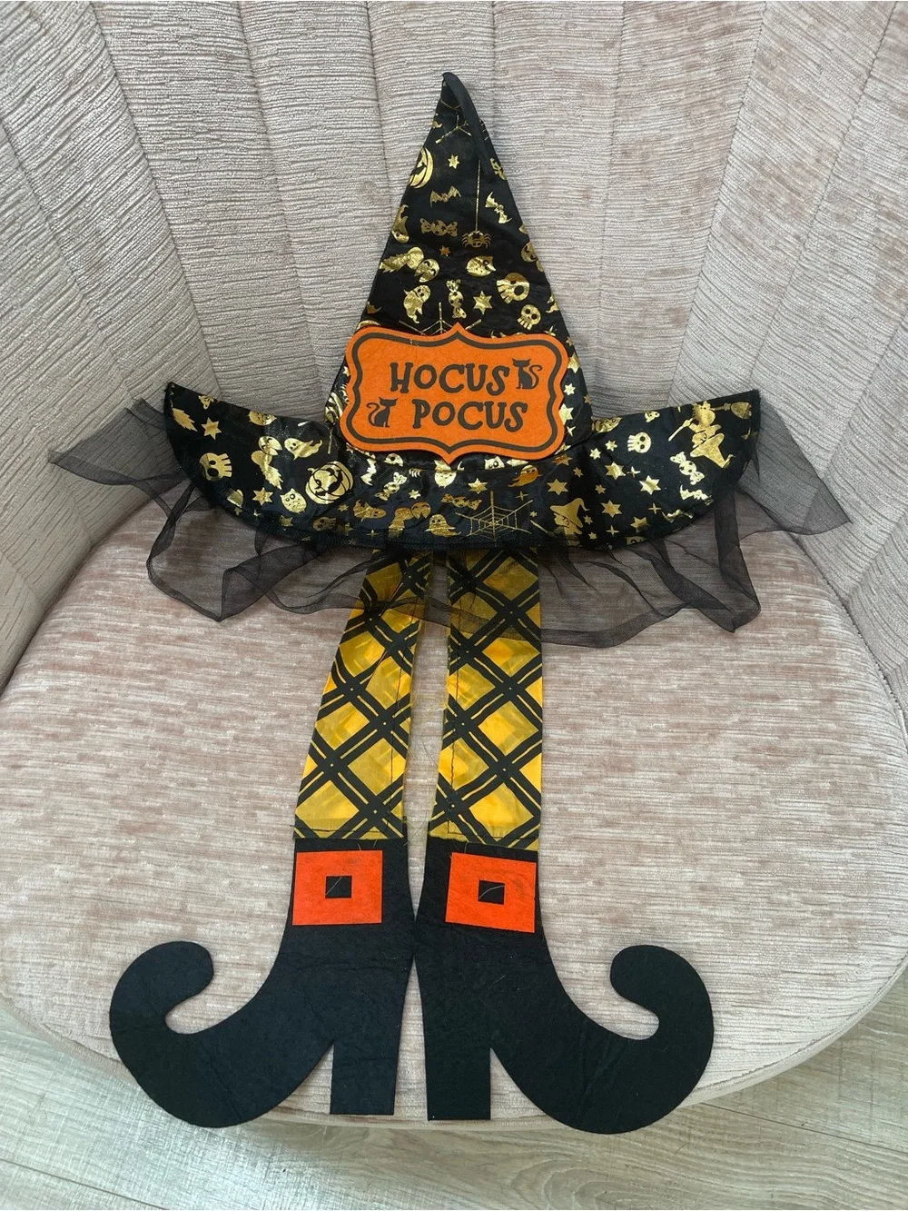Hocus Pocus Black and Orange Witch Hat Home Accent